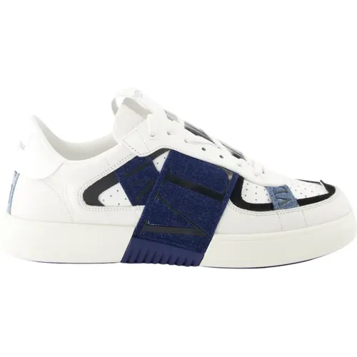 Denim Ribbon Lace-Up Leather Sneakers , male, Sizes: 11 UK, 8 1/2 UK - Valentino Garavani - Modalova