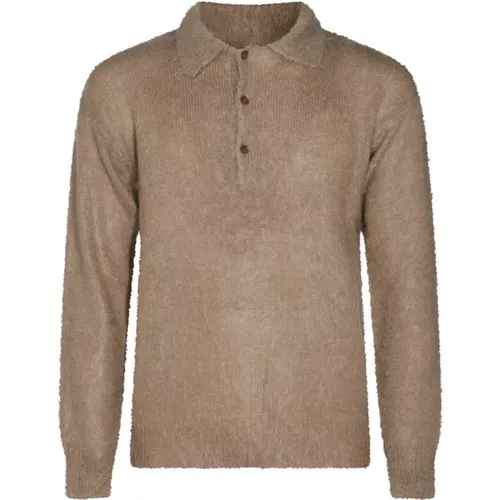 Grauer Wollstrick-Polopullover - Auralee - Modalova