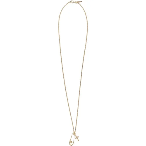 Gold Kreuz Anstecknadel Halskette Schmuck , unisex, Größe: ONE Size - Emanuele Bicocchi - Modalova