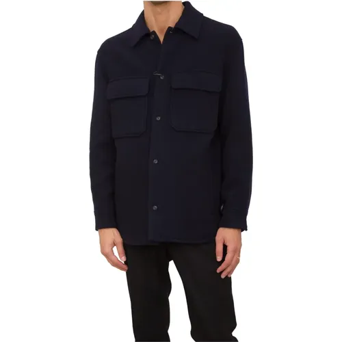 Blaue Blouson Jacke , Herren, Größe: L - Emporio Armani - Modalova