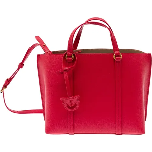 Rote Klassische Leder Shopper Tasche - pinko - Modalova