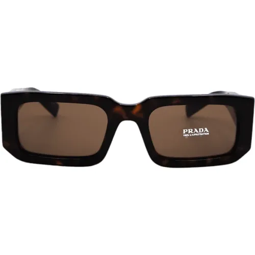 Rectangular Sungles in Glossy Havana , unisex, Sizes: 53 MM - Prada - Modalova