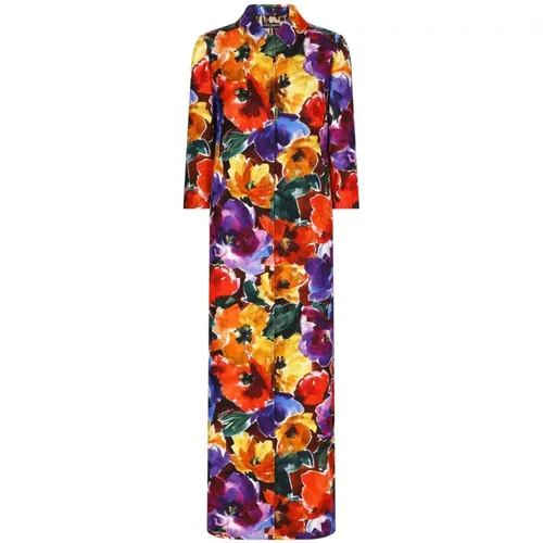 Floral Print Coat Classic Collar , female, Sizes: S - Dolce & Gabbana - Modalova