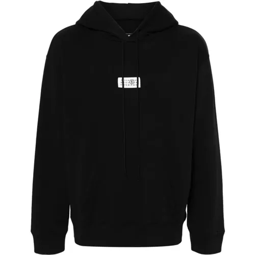 Schwarzer Hoodie-Pullover mit Logopatch , Herren, Größe: M - MM6 Maison Margiela - Modalova