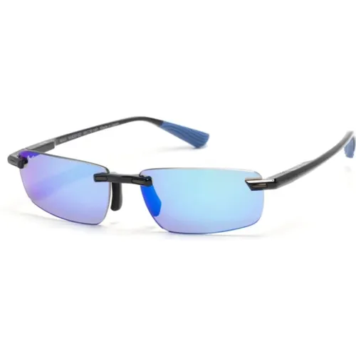 Ilikou B630-02 Shiny W/Blue Sunglasses , unisex, Sizes: 59 MM - Maui Jim - Modalova