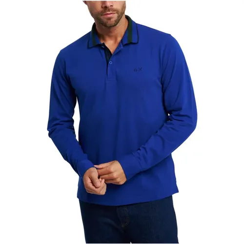 Striped Long Sleeve Polo Shirt , male, Sizes: 3XL, M - Sun68 - Modalova