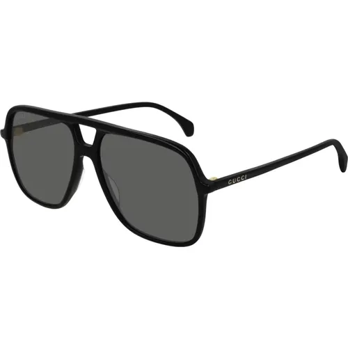 Schwarze/Graue Sonnenbrille , Herren, Größe: 58 MM - Gucci - Modalova