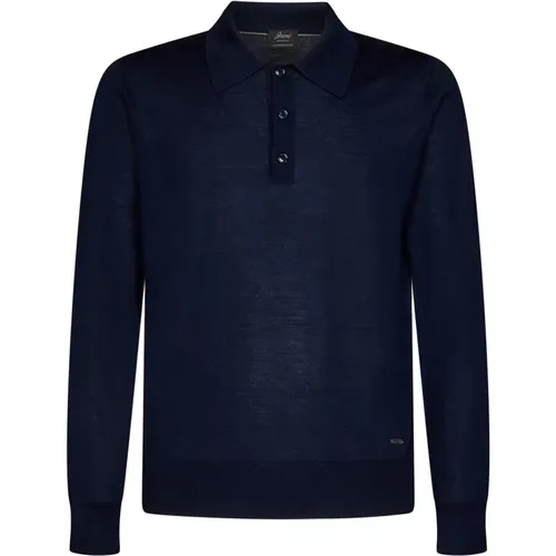 Luxuriöses Blaues Kaschmir Seiden Polo Shirt - Brioni - Modalova