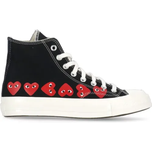 Schwarze Canvas High Top Sneakers , Damen, Größe: 42 1/2 EU - Comme des Garçons Play - Modalova