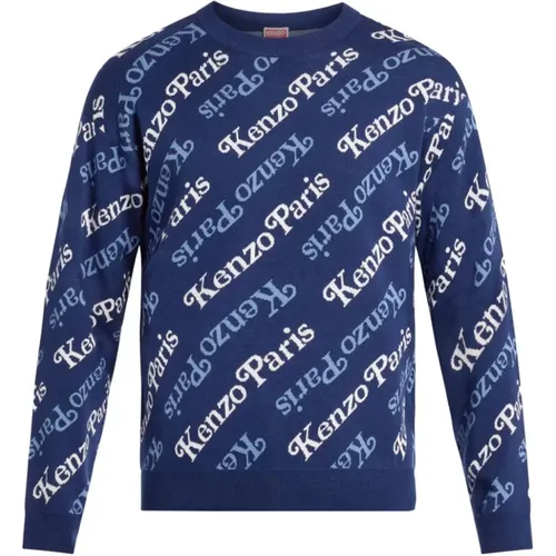 Blaue Monogramm Pullover , Herren, Größe: L - Kenzo - Modalova