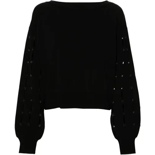 Rhinestone Sweater Cut-Out Crew Neck , female, Sizes: L, S - Liu Jo - Modalova