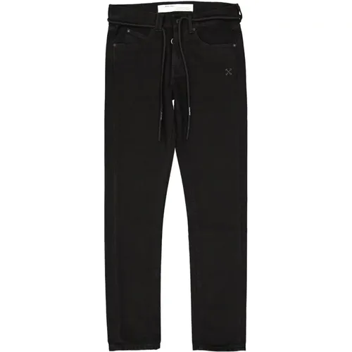 Off- Cotton Denim Jeans , male, Sizes: W31 - Off White - Modalova