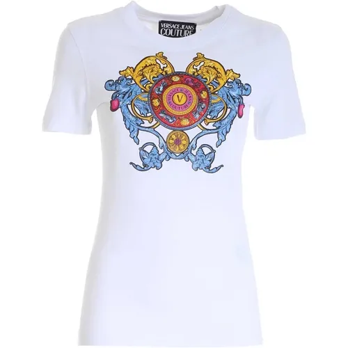 Regalia Logo Print T-Shirt , Damen, Größe: M - Versace Jeans Couture - Modalova