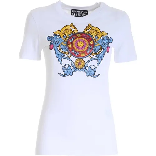 Regalia Logo Print T-Shirt , Damen, Größe: XS - Versace Jeans Couture - Modalova