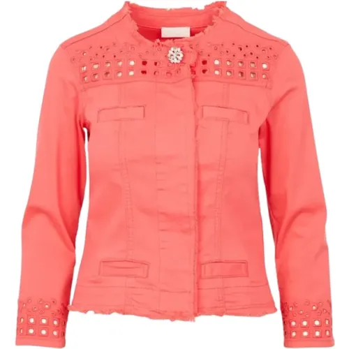 Pearl Embellished Gabardine Jacket , female, Sizes: XS - Liu Jo - Modalova