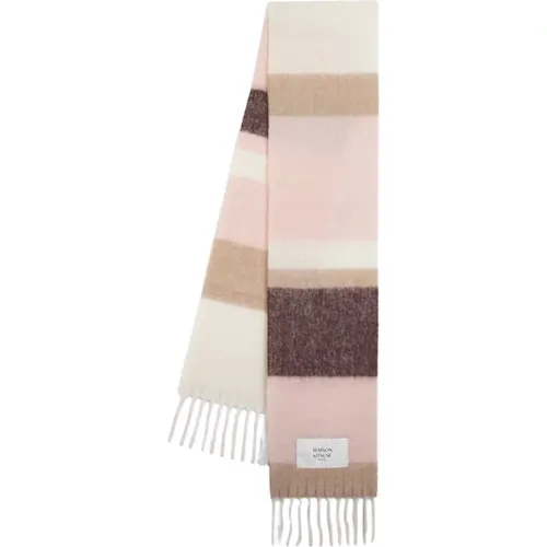 Stripes Alpaca Wool Scarf Pink , female, Sizes: ONE SIZE - Maison Kitsuné - Modalova