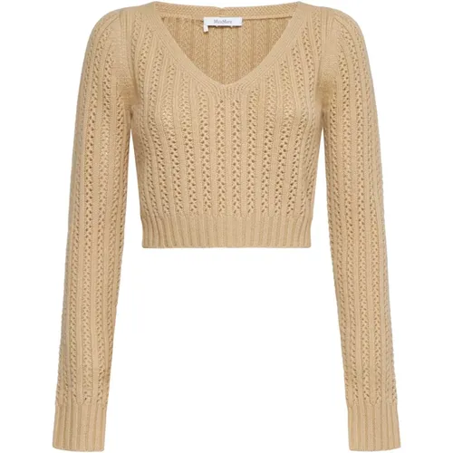 Ecru Crochet Wool Cashmere Sweater , female, Sizes: XS, M, S - Max Mara - Modalova