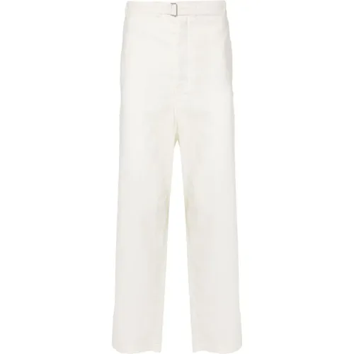 Cream Cotton Blend Tapered Pants , male, Sizes: L, XL - Lemaire - Modalova