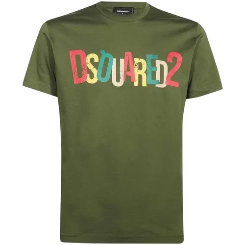 Stylisches Grünes T-Shirt für Männer - Dsquared2 - Modalova