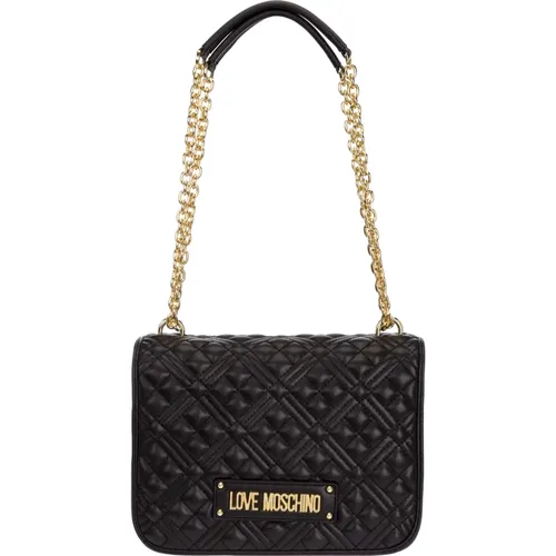 Plain Shoulder Bag with Logo and Internal Compartments , female, Sizes: ONE SIZE - Love Moschino - Modalova