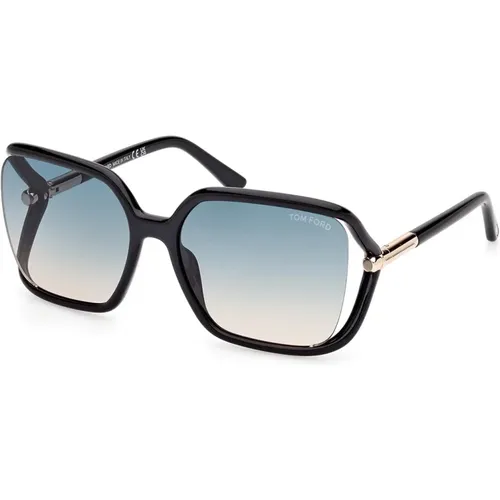 Butterfly Style Sunglasses Green Lenses , female, Sizes: 60 MM - Tom Ford - Modalova