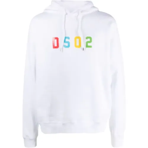 Weiße Baumwollkapuzenpullover , Herren, Größe: L - Dsquared2 - Modalova