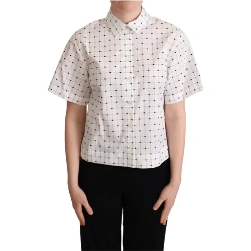 Monochrome Polka Dot Polo Shirt , Damen, Größe: M - Dolce & Gabbana - Modalova