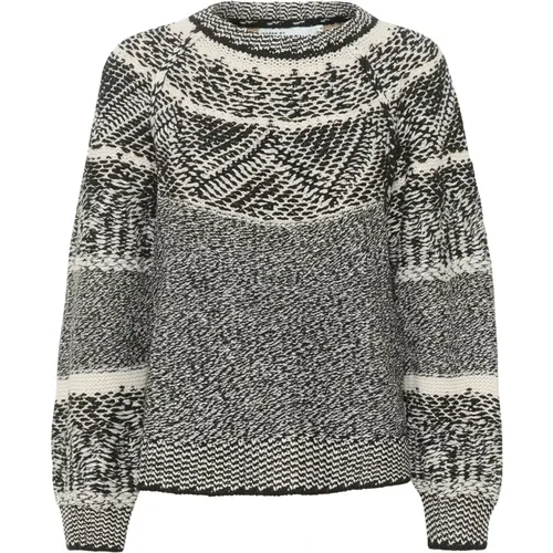 Soft Knit Sweater with Round Neck and Lovely Pattern , female, Sizes: 2XL, XL - Karen by Simonsen - Modalova