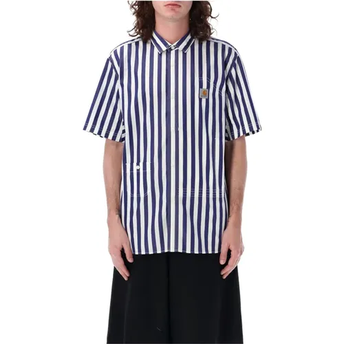 Striped Bowling Shirt White Navy , male, Sizes: L - Junya Watanabe - Modalova