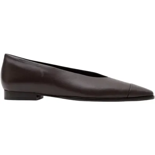 Moderne Espresso Leder Ballerina Schuh , Damen, Größe: 39 1/2 EU - PARALLELE - Modalova