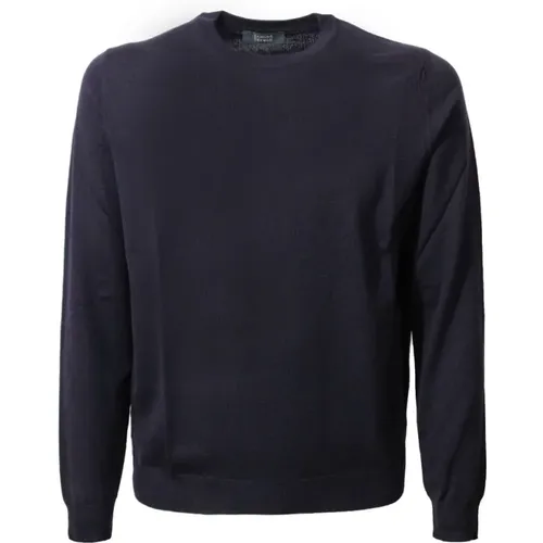 Blauer Woll-Crew-Neck-Pullover - Zanone - Modalova