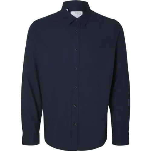 Slim Fit Overshirt mit klassischem Kragen , Herren, Größe: M - Selected Homme - Modalova