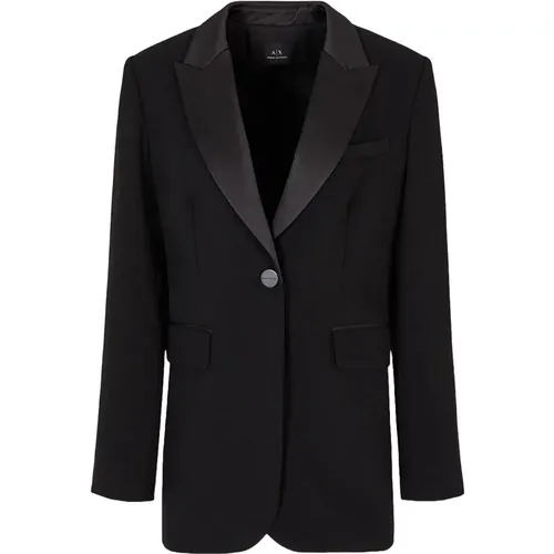 Klassische Schwarze Blazer Jacke , Damen, Größe: 2XS - Armani Exchange - Modalova