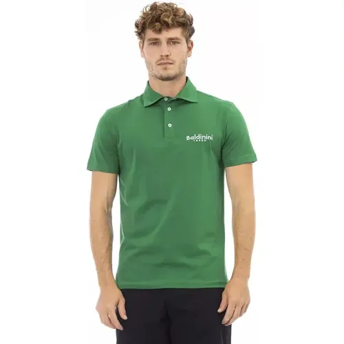 Grünes besticktes Poloshirt für Männer , Herren, Größe: M - Baldinini - Modalova
