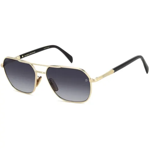 Gold Schwarze Sonnenbrille mit Dunkelgrau Shaded Gläsern , unisex, Größe: 59 MM - Eyewear by David Beckham - Modalova