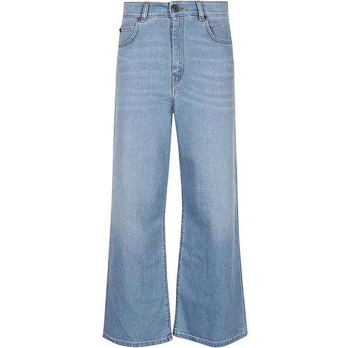 Blaue Baumwollknöchellange Weiche Bein Jeans , Damen, Größe: 3XS - Max Mara Weekend - Modalova
