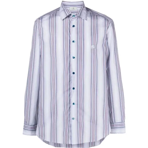 Blue Striped Logo Shirt , male, Sizes: XL, M - ETRO - Modalova