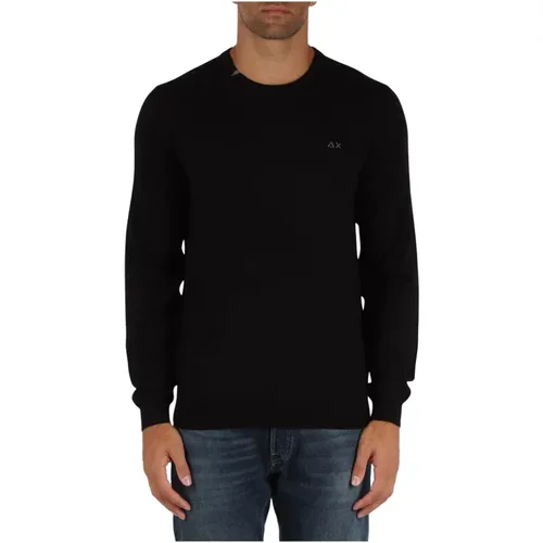 Merino Wolle Baumwolle Bestickter Pullover , Herren, Größe: 2XL - Sun68 - Modalova