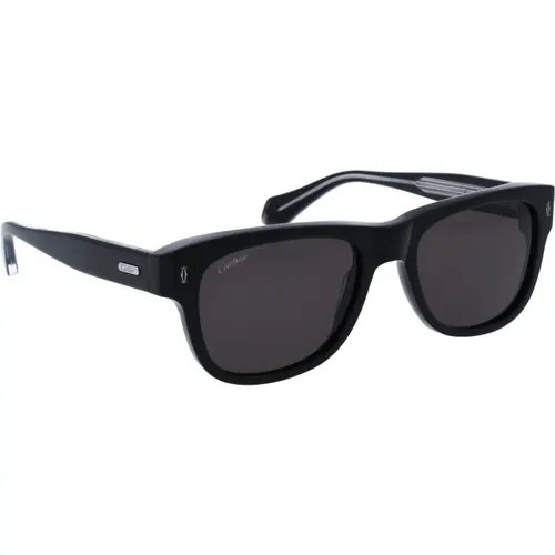 Klassische Sonnenbrille Schwarzer Rahmen , unisex, Größe: 55 MM - Cartier - Modalova