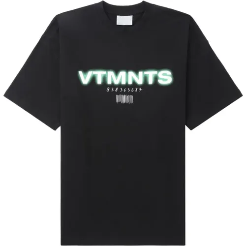 Schwarzes Bedrucktes T-Shirt mit Logo-Print , Herren, Größe: L - Vtmnts - Modalova