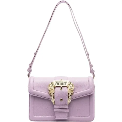 Lilac Shoulder Bag with Logo Buckle , female, Sizes: ONE SIZE - Versace Jeans Couture - Modalova