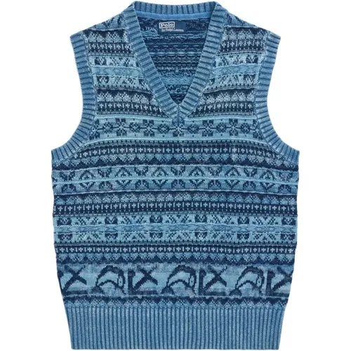 Blaue Pullover , Herren, Größe: M - Ralph Lauren - Modalova