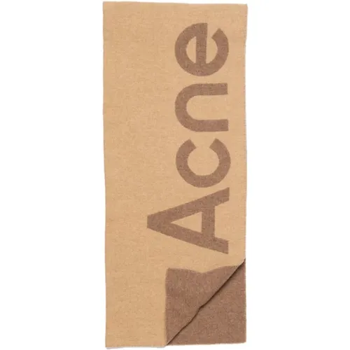 Beige Braun Jacquard Logo Schal - Acne Studios - Modalova