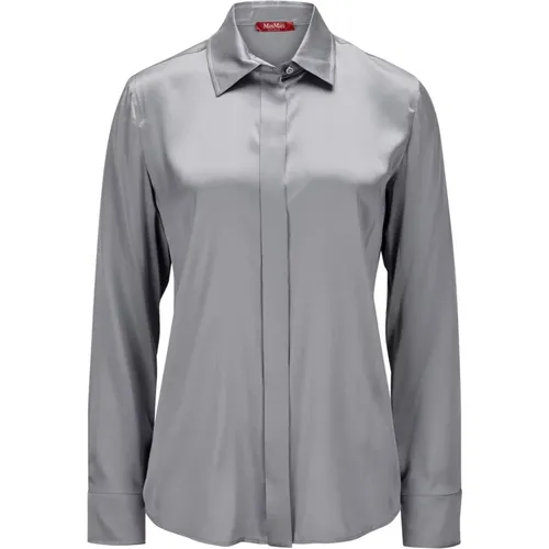 Silk Classic Shirt Grey , female, Sizes: XS, S, M - Max Mara Studio - Modalova