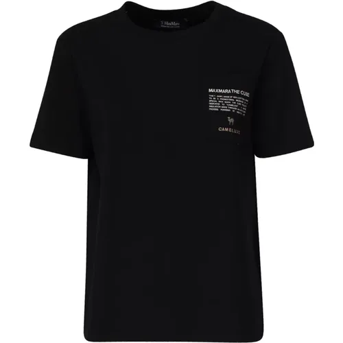 Schwarzes Jersey-T-Shirt mit Cameluxe-Tasche , Damen, Größe: M - Max Mara - Modalova