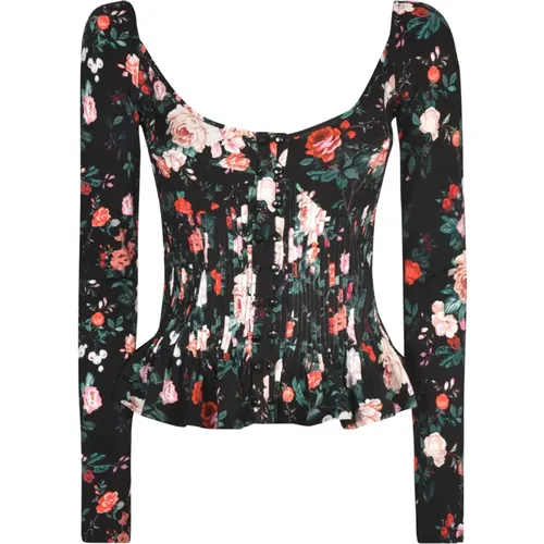 Blumenmuster Korsett-Style Bluse , Damen, Größe: XS - Paco Rabanne - Modalova