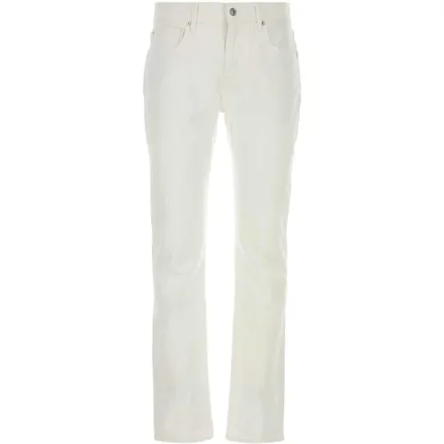 Weiße Stretch-Denim-Straight-Jeans , Herren, Größe: W34 - 7 For All Mankind - Modalova