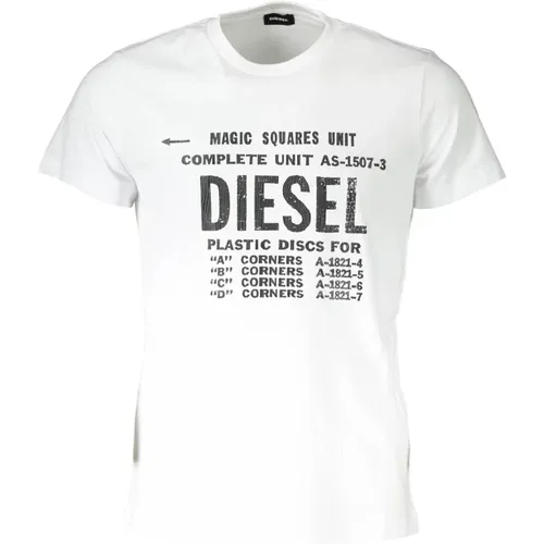 Herren Weißes T-Shirt Kurzarm , Herren, Größe: XL - Diesel - Modalova