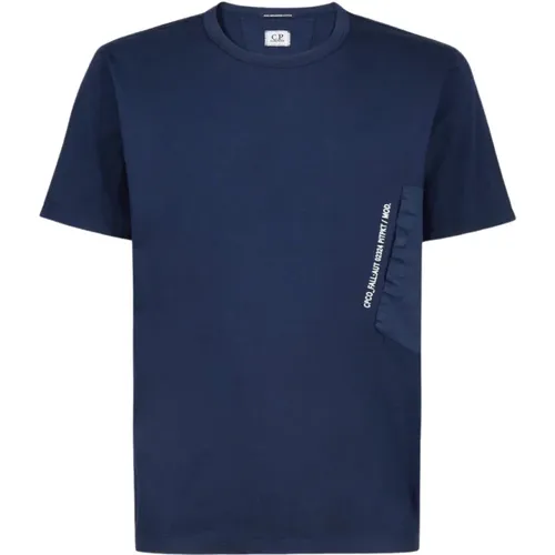Mercerisierte Jersey-Taschen-T-Shirt für Herren , Herren, Größe: L - C.P. Company - Modalova