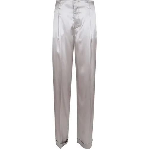 Grey Satin Pleated Trousers Aw22 , female, Sizes: XL - Ralph Lauren - Modalova